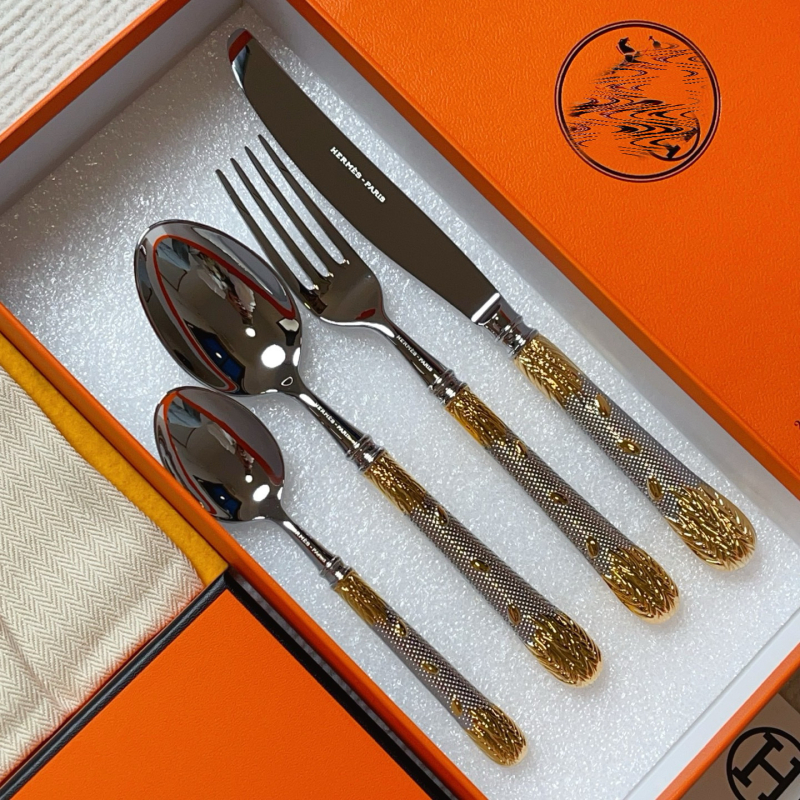 Set de tacâmuri în stil occidental din oțel inoxidabil 304, cu motif coloană romană, cuțit, furculiță, lingură, 2/3/4 piese
