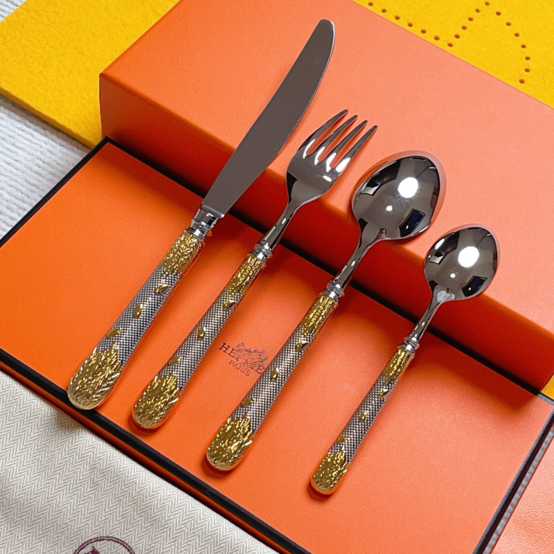 Set de tacâmuri în stil occidental din oțel inoxidabil 304, cu motif coloană romană, cuțit, furculiță, lingură, 2/3/4 piese