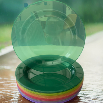 Platou rotund din plastic, 10 inch, pentru salată și fructe, picnic, de unică folosință