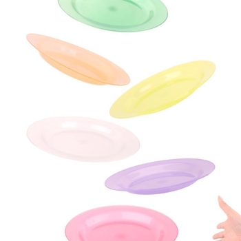 Platou rotund din plastic, 10 inch, pentru salată și fructe, picnic, de unică folosință