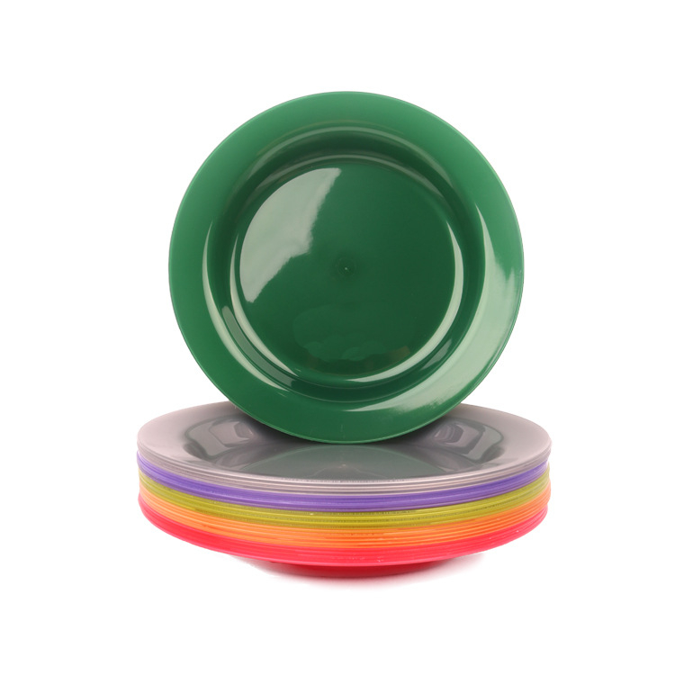 Platou rotund din plastic, 10 inch, pentru salată și fructe, picnic, de unică folosință