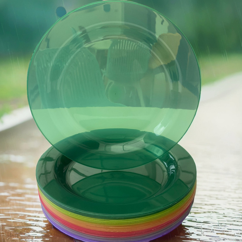 Platou rotund din plastic, 10 inch, pentru salată și fructe, picnic, de unică folosință
