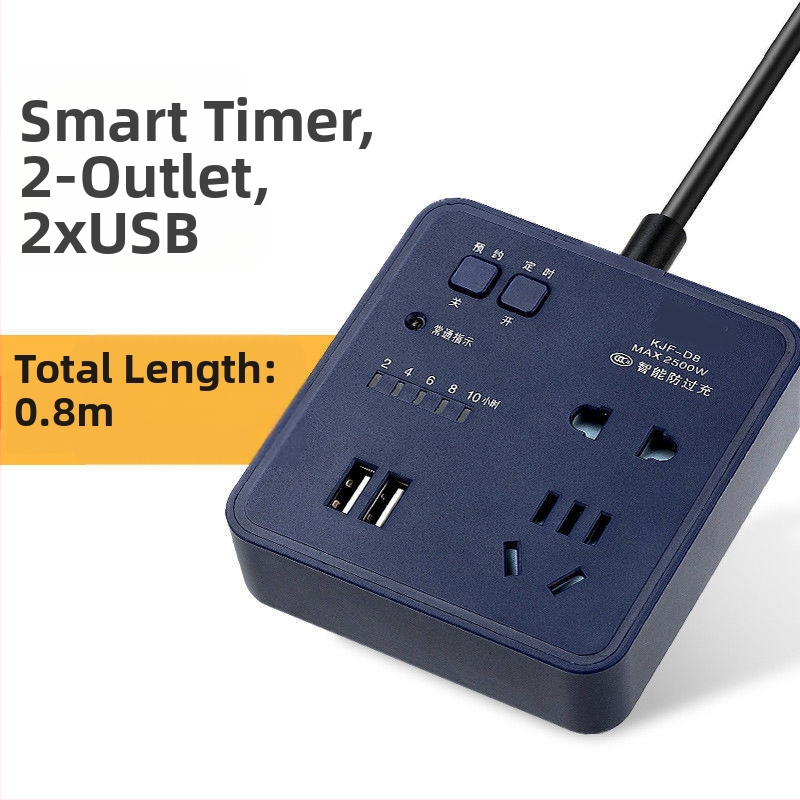 Pametni USB produžni kabel s zaštitom od preopterećenja, tajmerom i programiranjem, višenamjenski stolni punjač