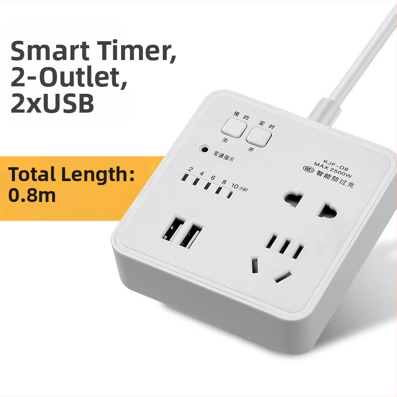 Pametni USB produžni kabel s zaštitom od preopterećenja, tajmerom i programiranjem, višenamjenski stolni punjač