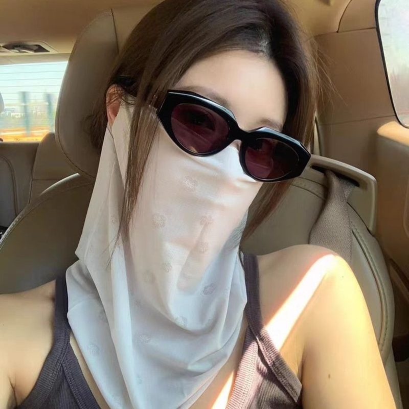 Ženska maska za sunce s ušnim kopčama, ljetna zaštita lica i vrata, za vožnju biciklom, vožnju automobilom i sport, šal od Ice Silk