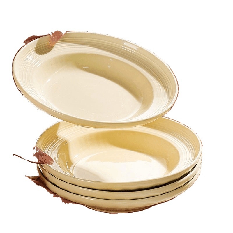 Farfurie adâncă din ceramică pentru uz casnic, design minimalist modern; farfurie pentru supă, paste și salată, senzație premium