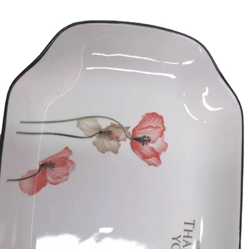 Farfurie de pește din porțelan, 10 inci, model floral, stil minimalist modern, formă neregulată, potrivit pentru microunde