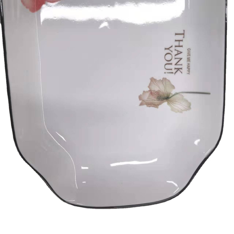Farfurie de pește din porțelan, 10 inci, model floral, stil minimalist modern, formă neregulată, potrivit pentru microunde
