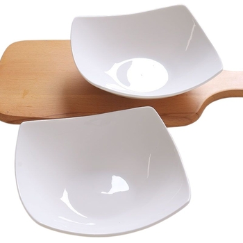 Farfurie ceramică pătrată cu picioare, adâncă pentru supă și salată, uz casnic, stil nordic
