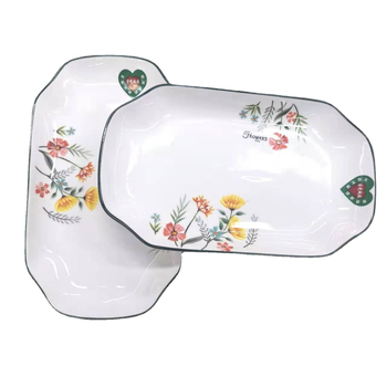 Porcelán hal formájú tál, 10 hüvelyk, virágos mintával, modern letisztult étkészlet, ajándék
