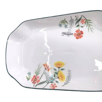 Porcelán hal formájú tál, 10 hüvelyk, virágos mintával, modern letisztult étkészlet, ajándék