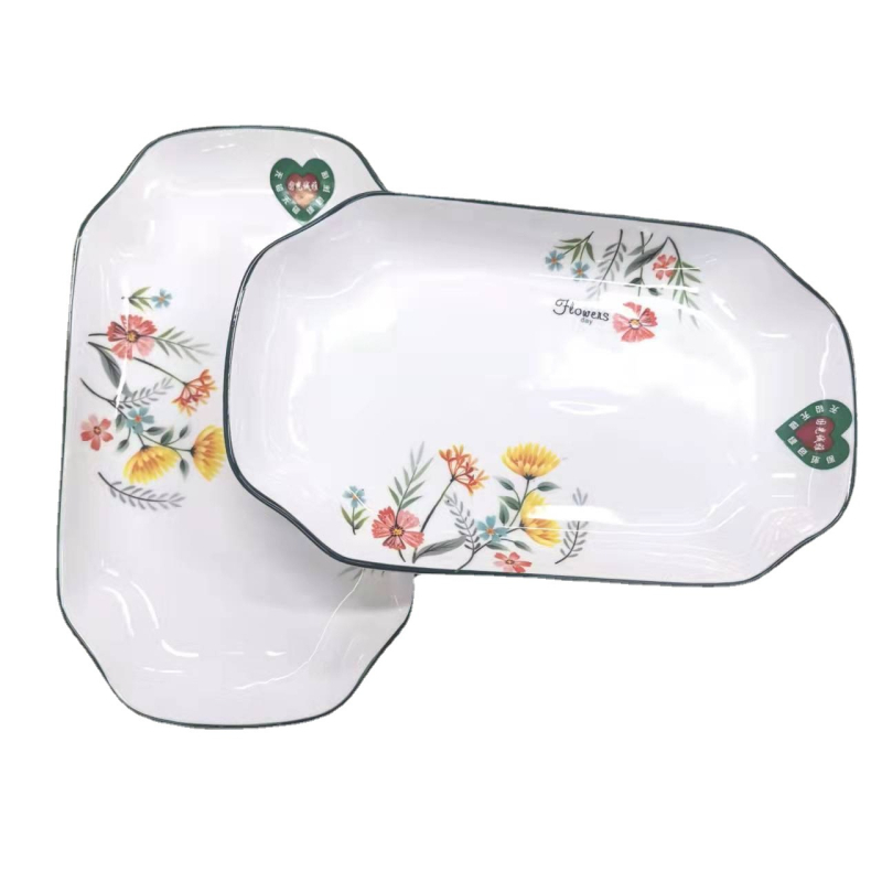 Porcelán hal formájú tál, 10 hüvelyk, virágos mintával, modern letisztult étkészlet, ajándék
