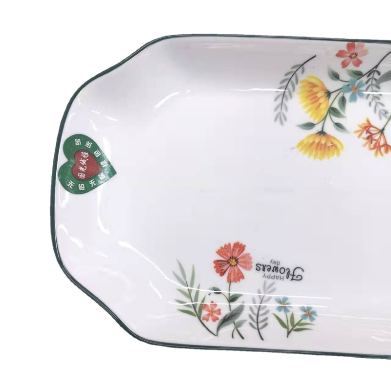 Porcelán hal formájú tál, 10 hüvelyk, virágos mintával, modern letisztult étkészlet, ajándék