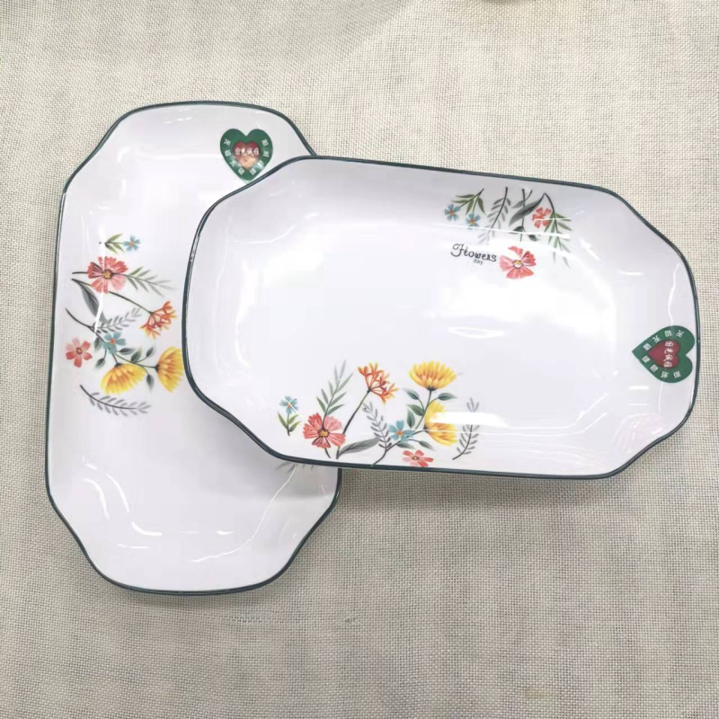 Porcelán hal formájú tál, 10 hüvelyk, virágos mintával, modern letisztult étkészlet, ajándék