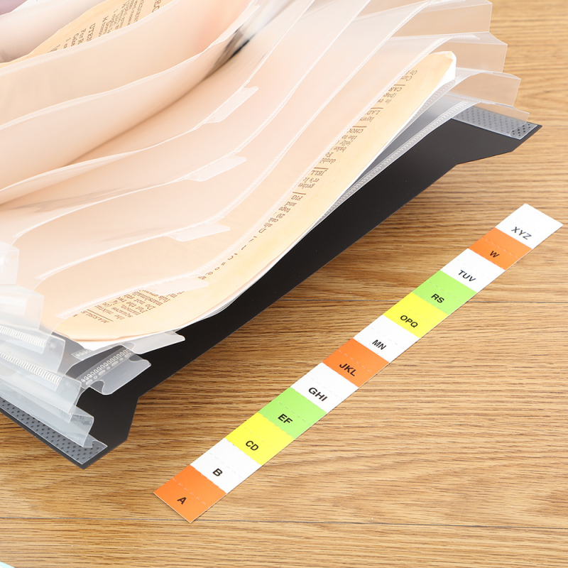 Fișier PP tip acordeon cu mai multe compartimente, pagini interioare colorate pentru documente de birou