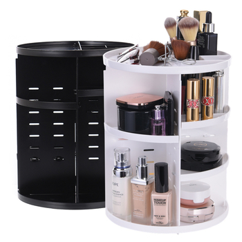 Organizator de machiaj rotativ la 360°, cutie din plastic pentru cosmetice, organizator cu mai multe niveluri pentru îngrijire a pielii