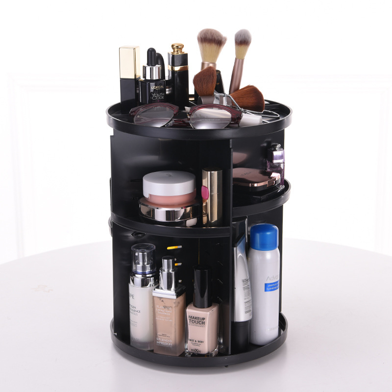 Organizator de machiaj rotativ la 360°, cutie din plastic pentru cosmetice, organizator cu mai multe niveluri pentru îngrijire a pielii