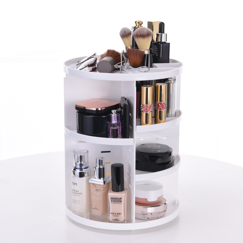 Organizator de machiaj rotativ la 360°, cutie din plastic pentru cosmetice, organizator cu mai multe niveluri pentru îngrijire a pielii
