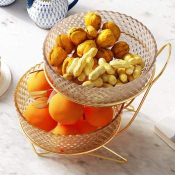 Tavă de fructe cu două etaje, pentru uz casnic, display elegant de fructe și legume
