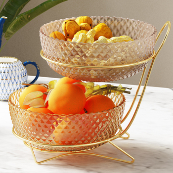 Tavă de fructe cu două etaje, pentru uz casnic, display elegant de fructe și legume