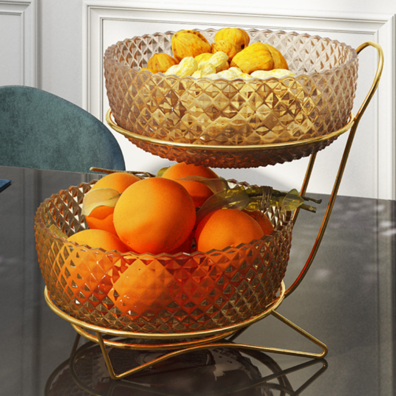 Tavă de fructe cu două etaje, pentru uz casnic, display elegant de fructe și legume