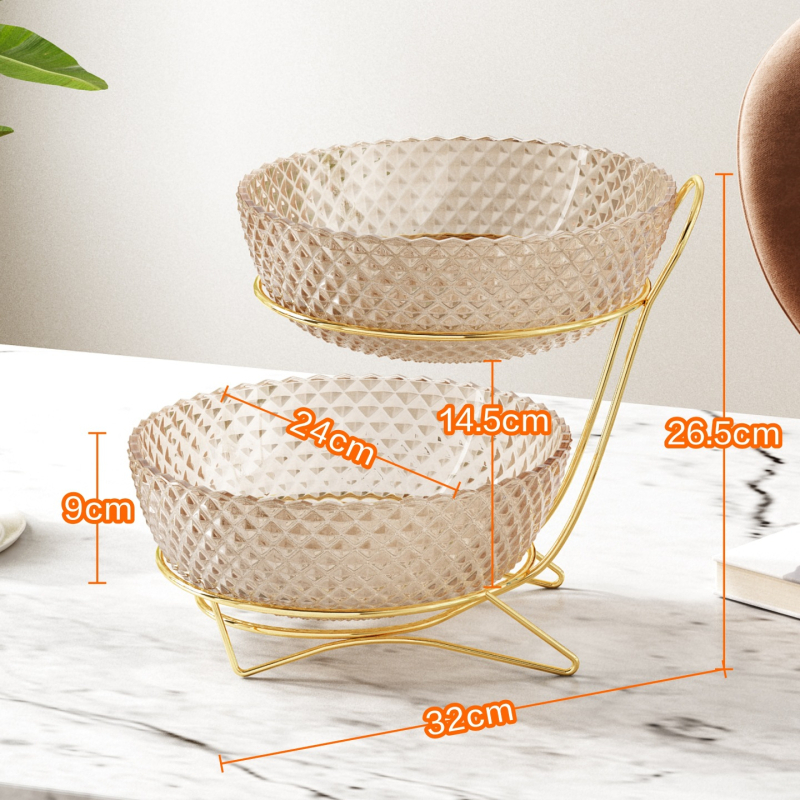 Tavă de fructe cu două etaje, pentru uz casnic, display elegant de fructe și legume