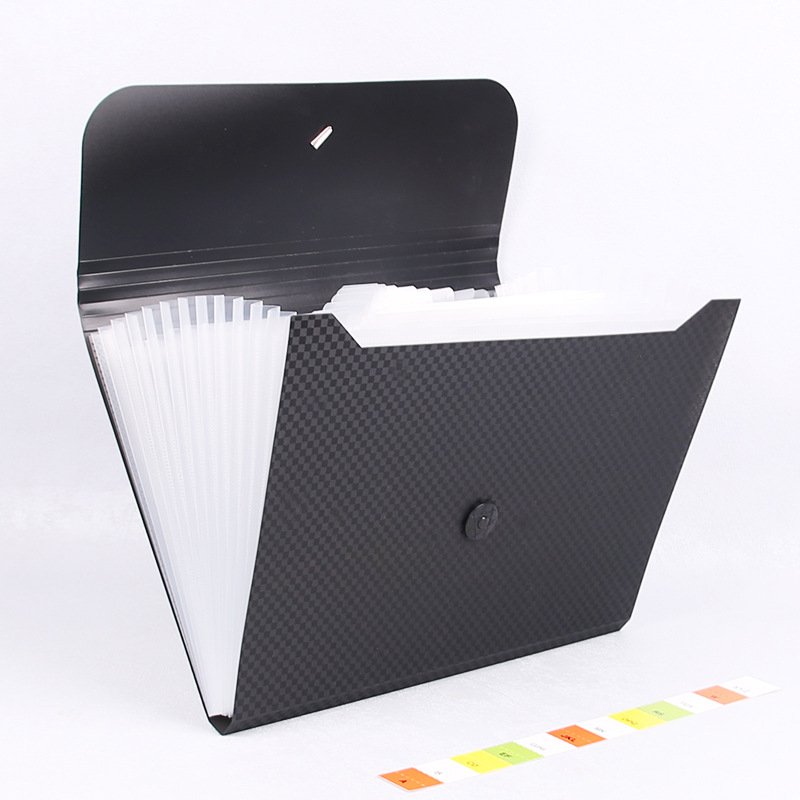 Dimensiune A4, organizator de fișiere cu 13 compartimente în model checkerboard, transparent, multicolor, pentru birou și școală