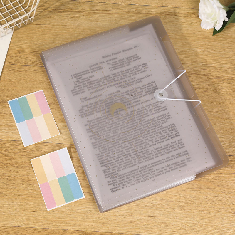 Dosar A4 cu stele bronzate, stil retro, pentru elevi, cu mai multe compartimente pentru organizarea documentelor