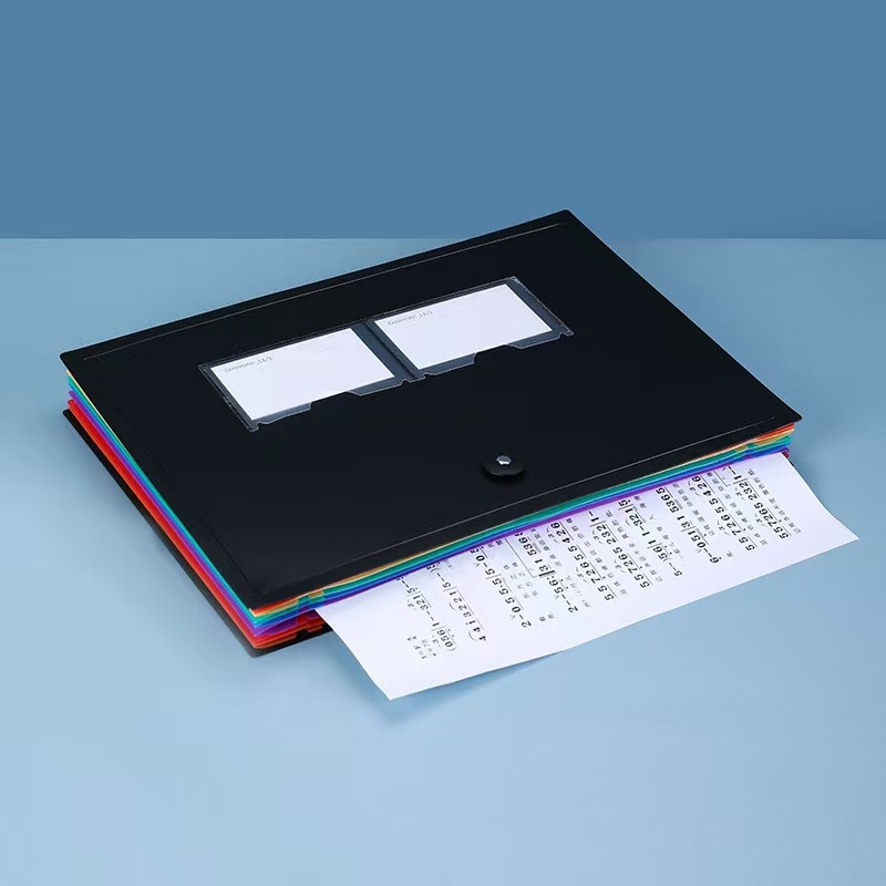 Geantă acordeon cu mai multe compartimente, PP impermeabil, organizator colorat pentru documente de birou, 25 compartimente, dimensiuni 33×24 cm.