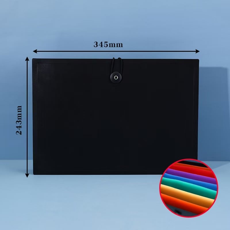 Geantă acordeon cu mai multe compartimente, PP impermeabil, organizator colorat pentru documente de birou, 25 compartimente, dimensiuni 33×24 cm.