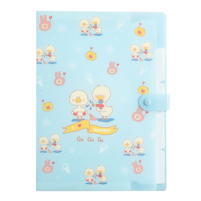 Organizator A4 cu 5 compartimente, design rață animată, dosar PP