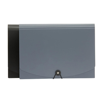 Dosar acordeon maro închis, cu 13 compartimente, căptușit, pentru documente de afaceri și întâlniri, dimensiuni 33×25 cm