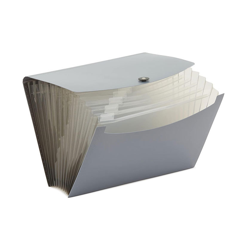 Dosar acordeon maro închis, cu 13 compartimente, căptușit, pentru documente de afaceri și întâlniri, dimensiuni 33×25 cm