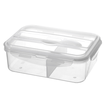 Plastična kutija za ručak s odjeljcima, bento stil, sigurna za mikrovalnu, kompatibilna s hladnjakom, zatvorena kutija sa žlicom
