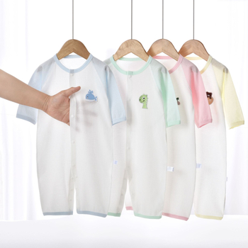 Salopetă de vară din bumbac 100% pentru nou-născuți, unisex, mâneci lungi