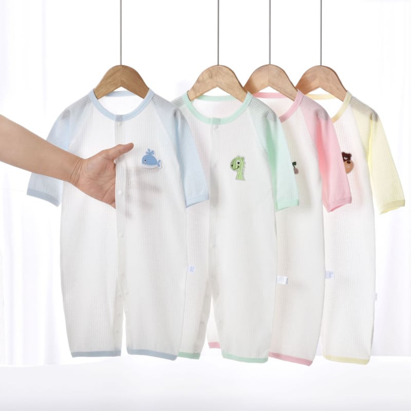 Salopetă de vară din bumbac 100% pentru nou-născuți, unisex, mâneci lungi