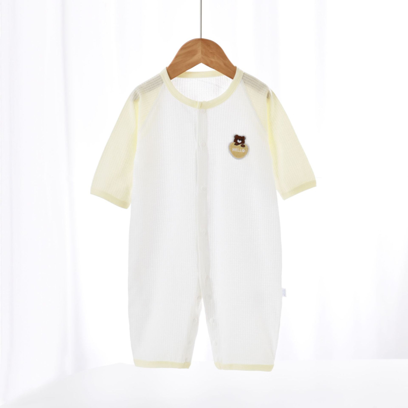 Salopetă de vară din bumbac 100% pentru nou-născuți, unisex, mâneci lungi