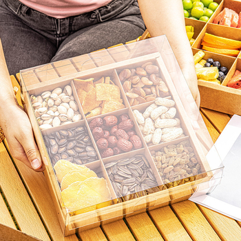 Cutie de prânz de unică folosință din hârtie Kraft pentru picnic în aer liber – cutie Bento pentru sushi, deserturi și fructe