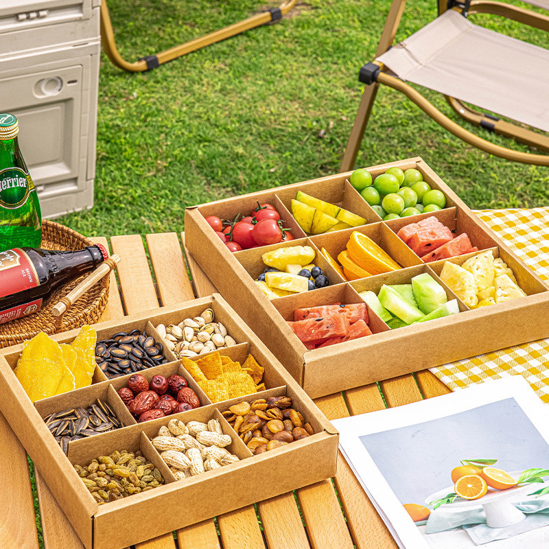 Cutie de prânz de unică folosință din hârtie Kraft pentru picnic în aer liber – cutie Bento pentru sushi, deserturi și fructe