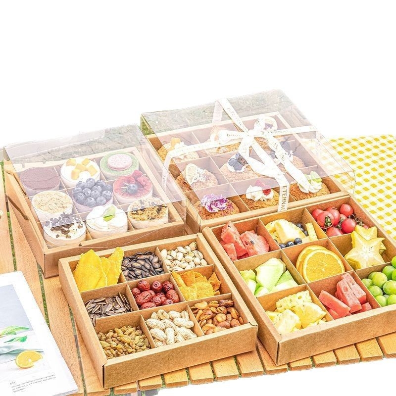 Cutie de prânz de unică folosință din hârtie Kraft pentru picnic în aer liber – cutie Bento pentru sushi, deserturi și fructe