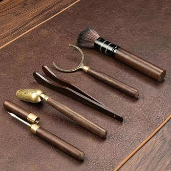 Set de ceremonie a ceaiului, șase piese — accesorii Kung Fu pentru ceai, unelte de pregătire a ceaiului