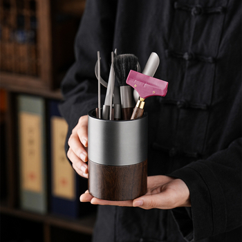 Set de ceai Vintage în stil bambus din titan pur: masă de ceai, ustensile de infuzare, clește pentru ceai, linguriță