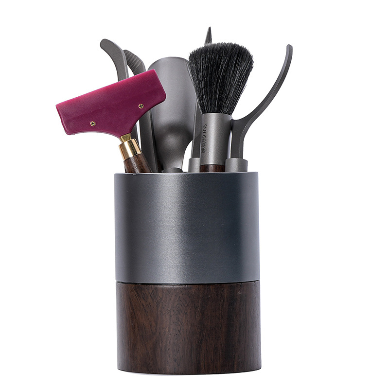 Set de ceai Vintage în stil bambus din titan pur: masă de ceai, ustensile de infuzare, clește pentru ceai, linguriță