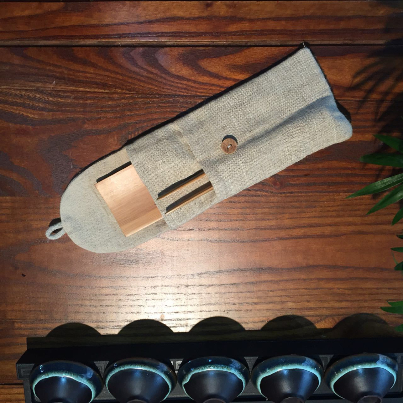 Sac portabil de depozitare pentru ceremonia ceaiului chinezesc – accesorii pentru setul de ceai din bumbac-lână, cu ustensile Six Gentlemen