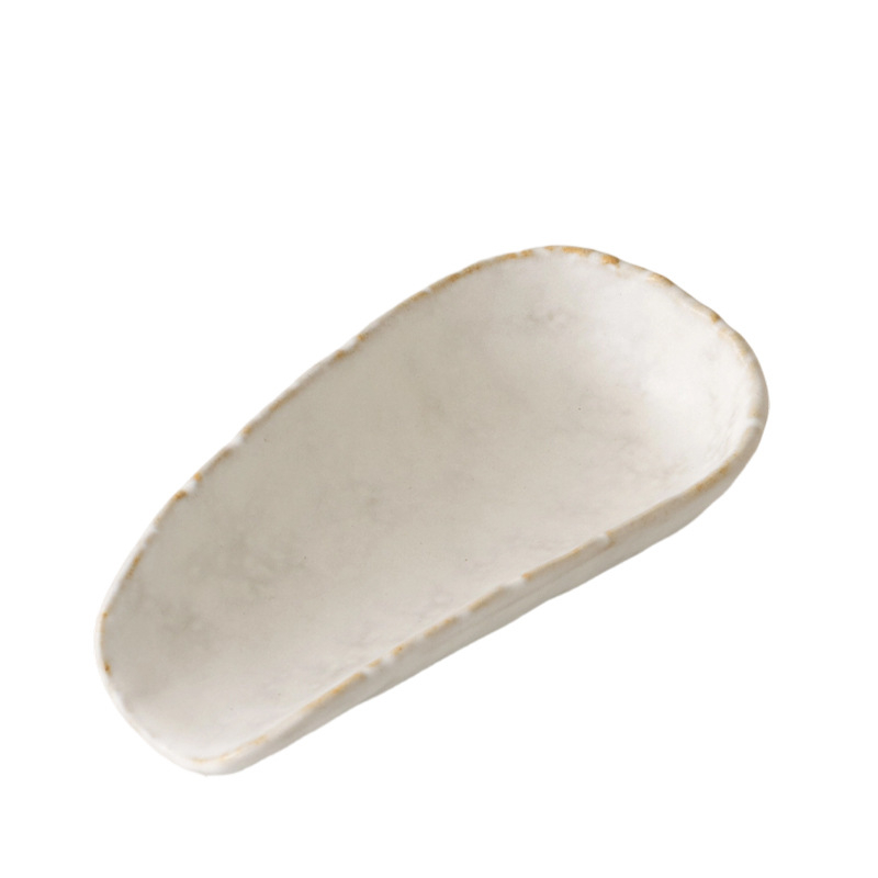 Accesorii ceramice pentru ceremonia ceaiului, crem-alb, lucrate manual, stil Zen japonez, lingură de ceai și spatulă, șase ustensile tradiționale de ceai