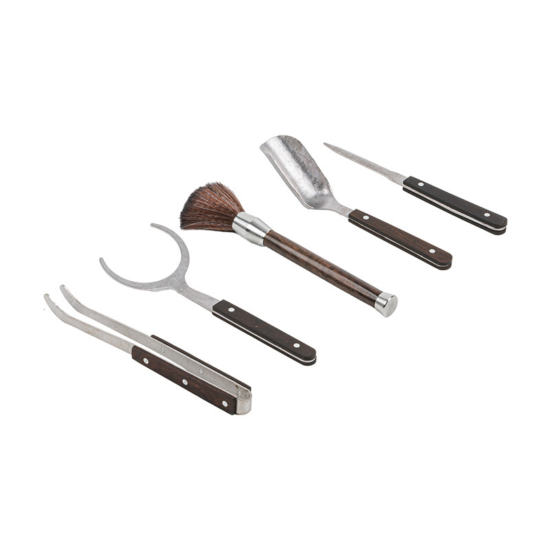 Set Gongfu de ceai din abanos și titan, Șase Domni ai Ceremoniei Ceaiului, accesorii de ceai pentru uz casnic, clește pentru ceai, linguriță de ceai și stilou de ceai