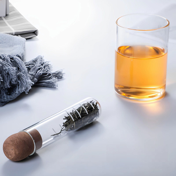 Infuzor de ceai din sticlă borosilicat de înaltă calitate, dop din plută și tub de probă pentru filtrarea apei, pentru uz casnic