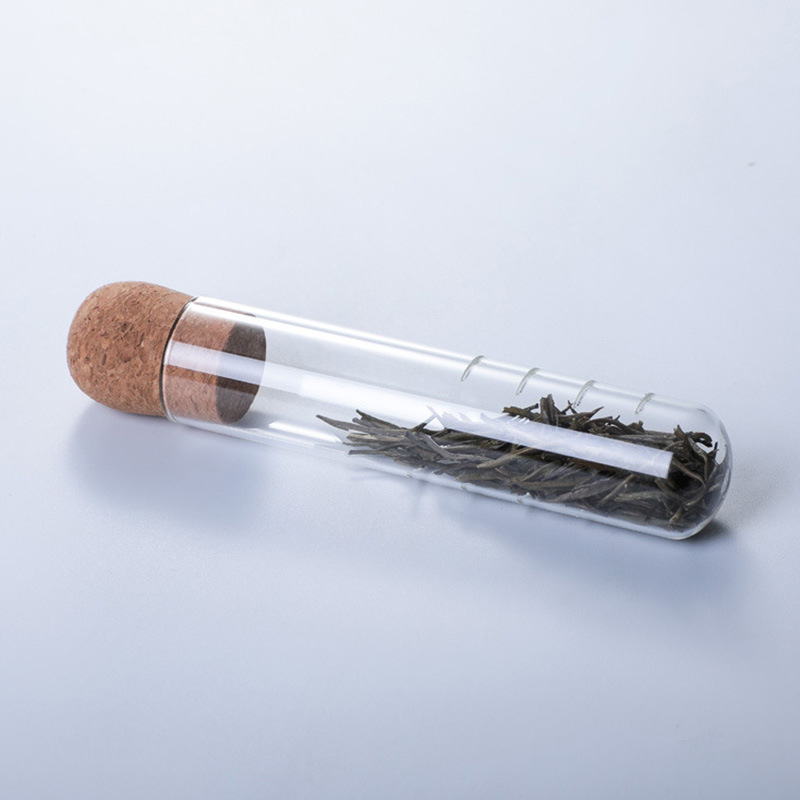 Infuzor de ceai din sticlă borosilicat de înaltă calitate, dop din plută și tub de probă pentru filtrarea apei, pentru uz casnic