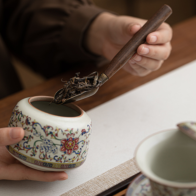 Set bej din ceramică Ru Kiln pentru ceremoniile de ceai, șase piese, ustensile Kung Fu pentru ceai: cuțit de ceai, clește pentru ceai, perie și lingură de ceai