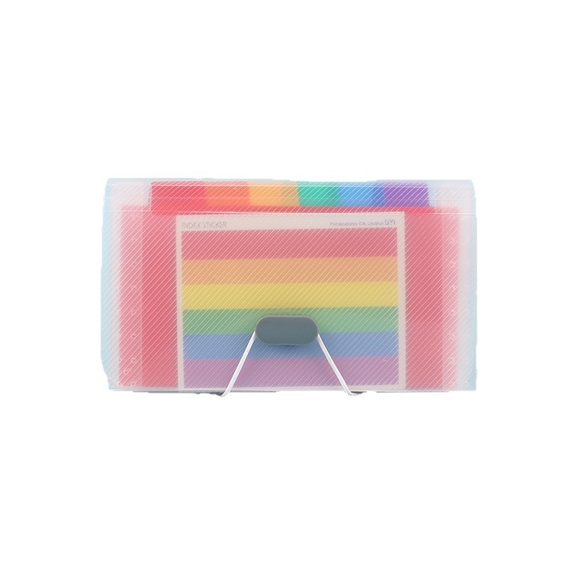 A6 curcubeu — mini dosar acordeon pentru documente cu 13 compartimente, organizator cu cataramă și șnur